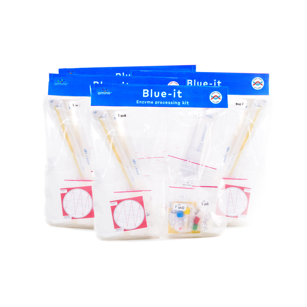 genetic engineering kit for enzyme producing bacteria from Amino Labs’ Zero to Genetic Engineering hero starter pack for  middle school science, biology, genetics, high school science, biology, genetics, NGSS.  Learn what is DNA, what is a gene, cell theory, genetic engineering, bioart, biotechnology, biohacking and genetic engineering with the world's first biohacking and biotechnology STEM beginner's book and starter pack of science project kits, biotechnology project kits