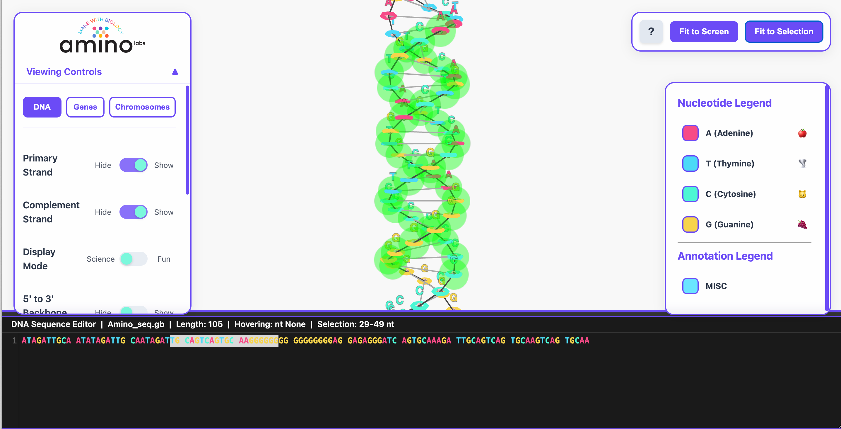 Dna Display R Studio DNA, Genes and Chromosomes Viewer – Amino Labs