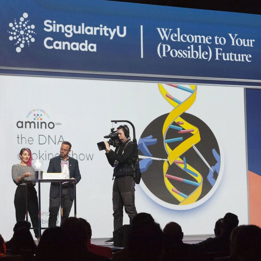 Practice Genetic engineering, biotechnology, gene-editing, biohacking, board and microbiology hands-on with this made-for-beginners STEM laboratory equipment , the DNA Playground - live at Singularity University - first live on-stage biohacking