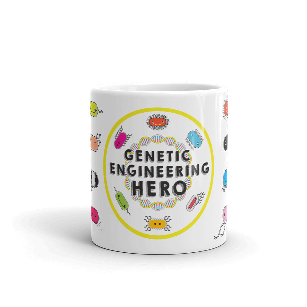 Zero to Genetic Engineering Hero mug, show your love of science projects, STEM, genetic engineering, biohacking, biotechnology, synthetic biology, life science, DNA, genetics